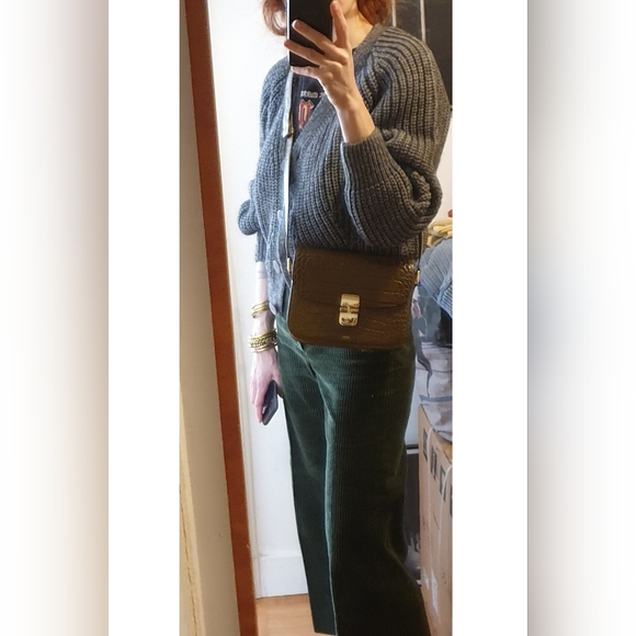 APC Small Grace Bag croc embossed leather in olive green - Picture 15 of 16